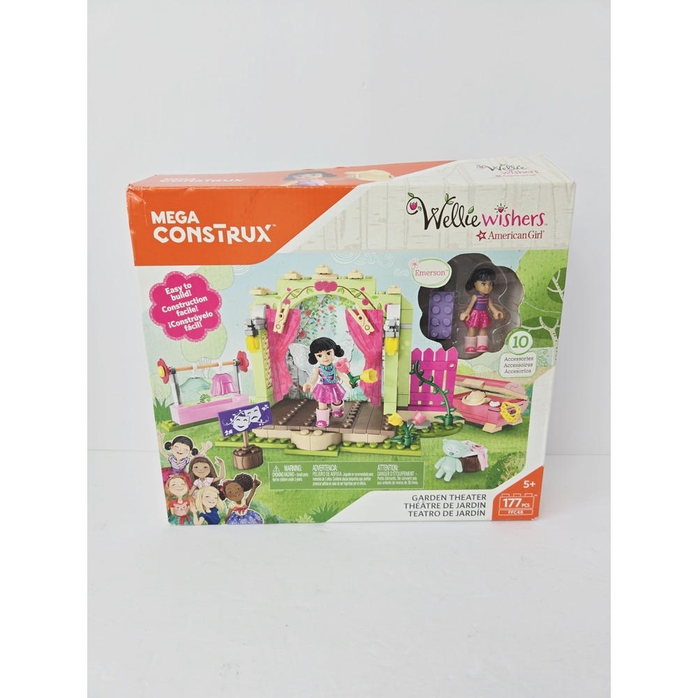 American Girl Doll Wellie Wishers Garden Theater Mega Construx NEW Emerson